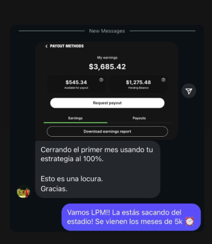 Dashboard con pagos y balance